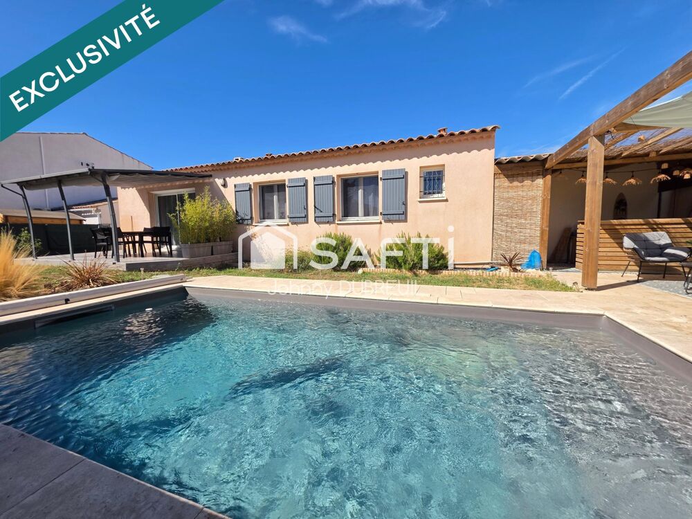 Vente Maison PIGNANS - MAISON DE PLAIN-PIED T4 DE 94M2, PIÈCE DE VIE DE 42M2, PISCINE, GARAGE, TERRASSE CARRELÉE, MAGNIFIQUE TERRAIN PLAT DE Pignans