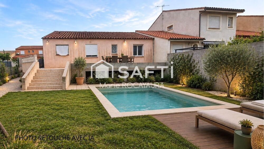 PERPIGNAN, MAISON T4, PLAIN PIED, 3 FACES AVEC JARDIN PISCINABLE