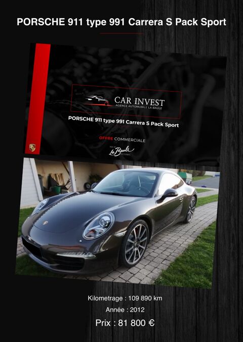 Porsche 911 TYPE 991carreras S 400CV 2012 occasion La Baule-Escoublac 44500