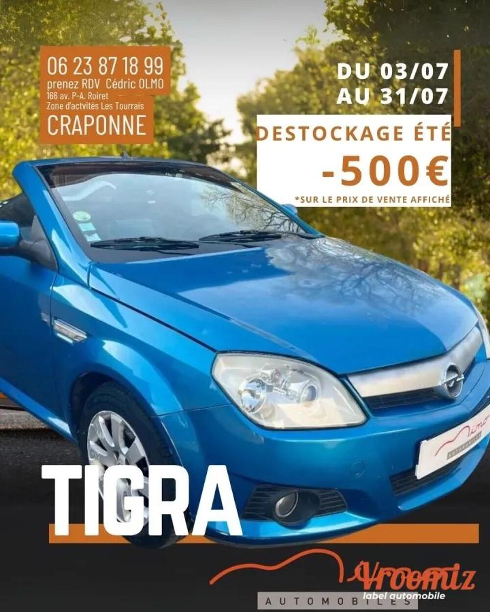 Tigra TWINTOP 1.4 TWINPORT 90 COSMO 2006 occasion 69290 Craponne