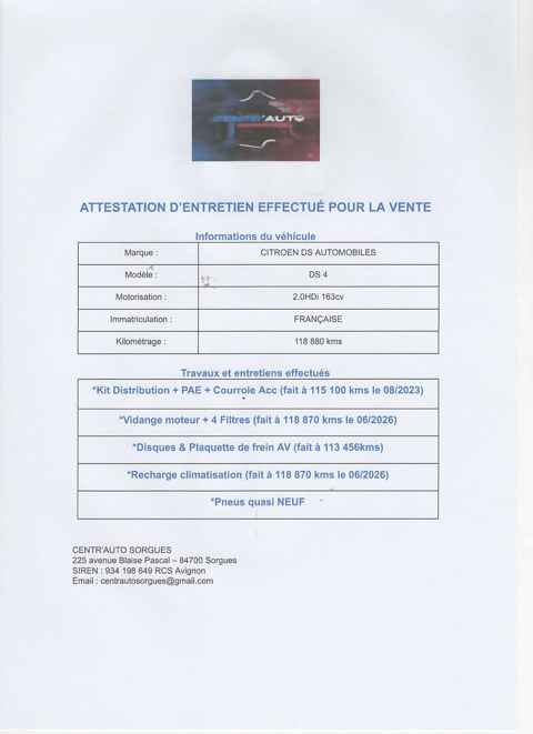DS4 2.0HDi 163cv Full Opts So Chic 2012 occasion 84700 SORGUES