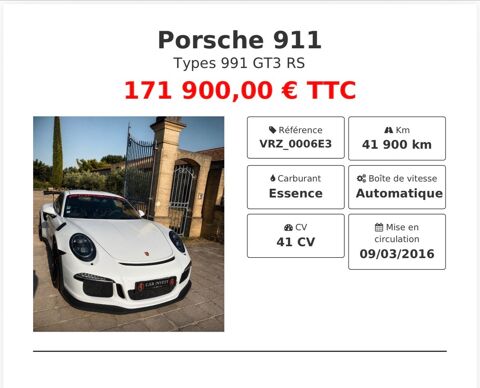 911 Types 991 GT3 RS a jour de ses entretiens 2016 occasion 44500 La Baule-Escoublac