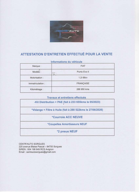 Punto Evo 1.2i 69cv 1&egrave;re MAIN Pack Easy & Clim 2010 occasion 84700 SORGUES