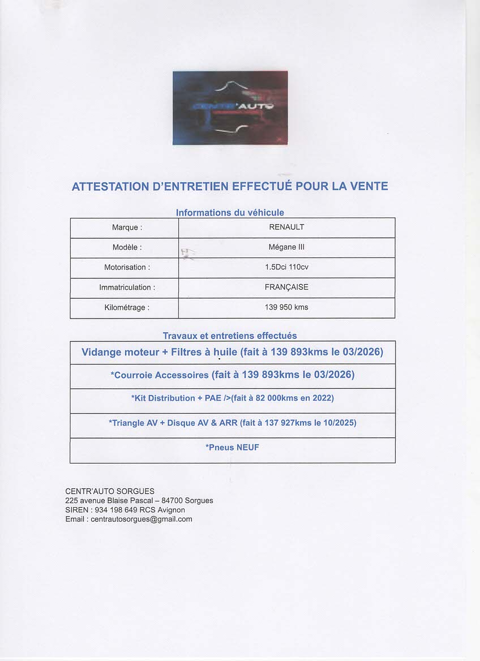M&eacute;gane 1.5Dci 110cv BVA Pack GPS 2015 occasion 84700 SORGUES