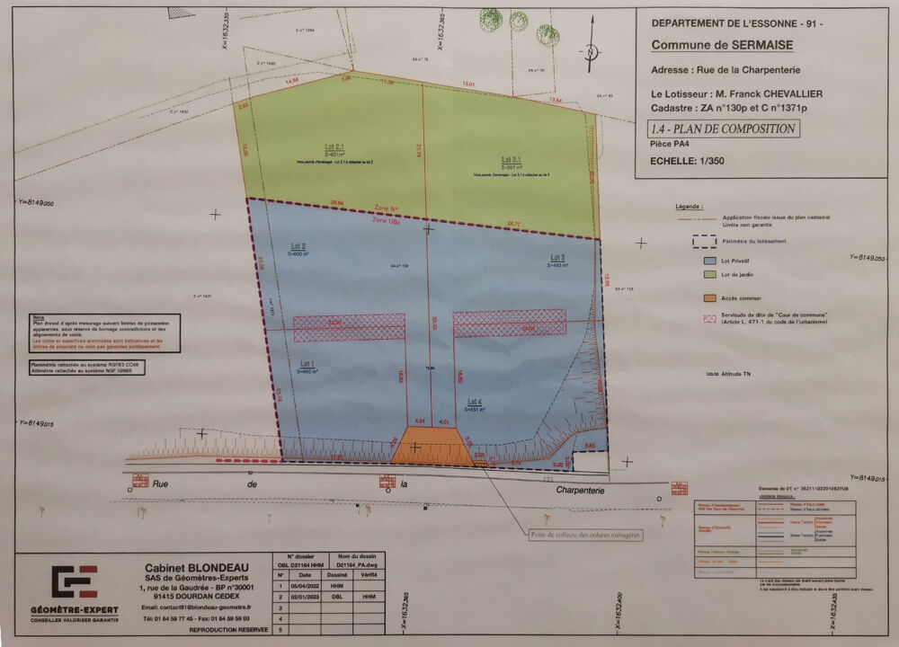 Vente Terrain Dept Essonne (91), à vendre à SERMAISE (91530), Terrain constructible de 515 m2 env., libre de constructeur Sermaise
