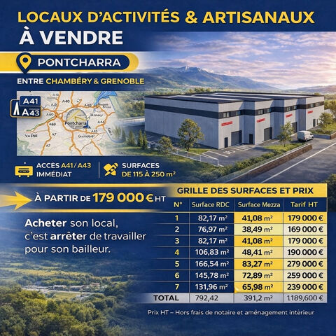 LOCAUX D'ACTIVIT&Eacute;S NEUFS   PONTCHARRA (38) - DEVENEZ PROPRIETAIRE 179000 38530 Pontcharra