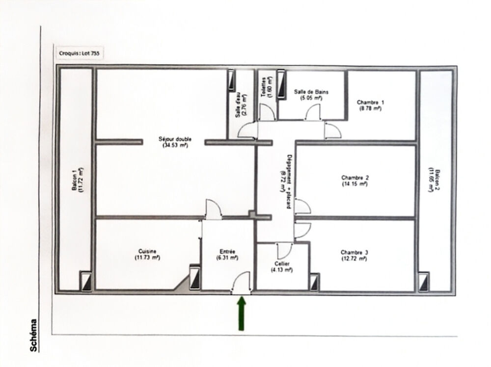 Isère (38) Grenoble-T5 - 110 m2 avec garage+parking+ dble cave
