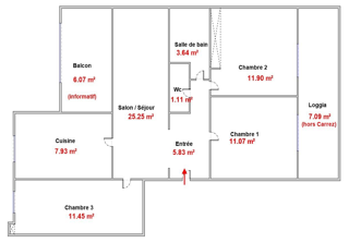  Appartement � vendre 4 pi�ces 79 m�
