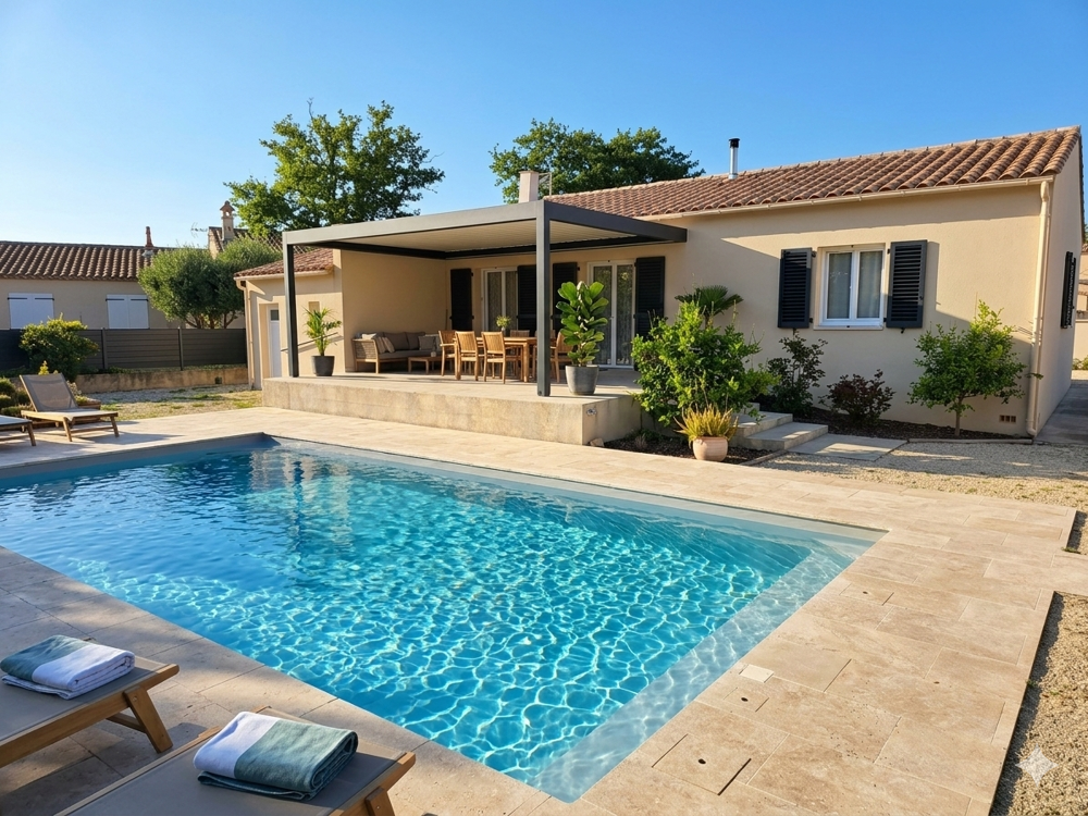 DPT(13) SAINT-MARTIN-DE-CRAU VILLA DE PLAIN-PIED ENTIEREMENT RENOVEE AVEC PISCINE