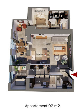  Appartement  vendre 1 pice 92 m