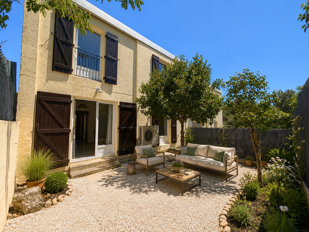 Dépt Hérault (34) - JACOU à vendre maison climatisée de 85m2 en R+1 avec jardin et cabanon sur parcelle de 18