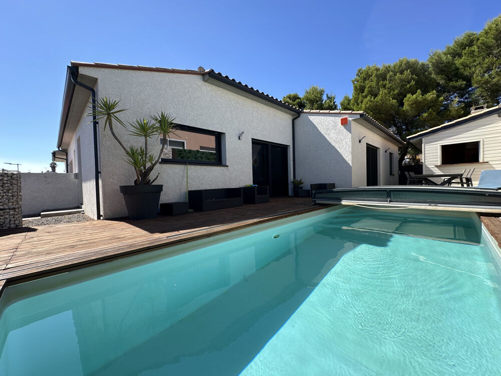 Maison de plain pied, 4 chambres, garage, piscine