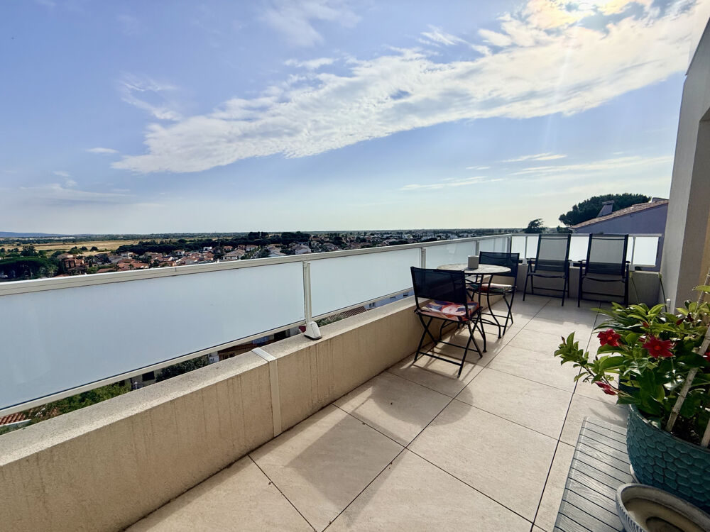 Vente appartement 113m2 avec 2 terrasses et aux vues panoramiques, garage fermé + place de parking, 66180 Vil