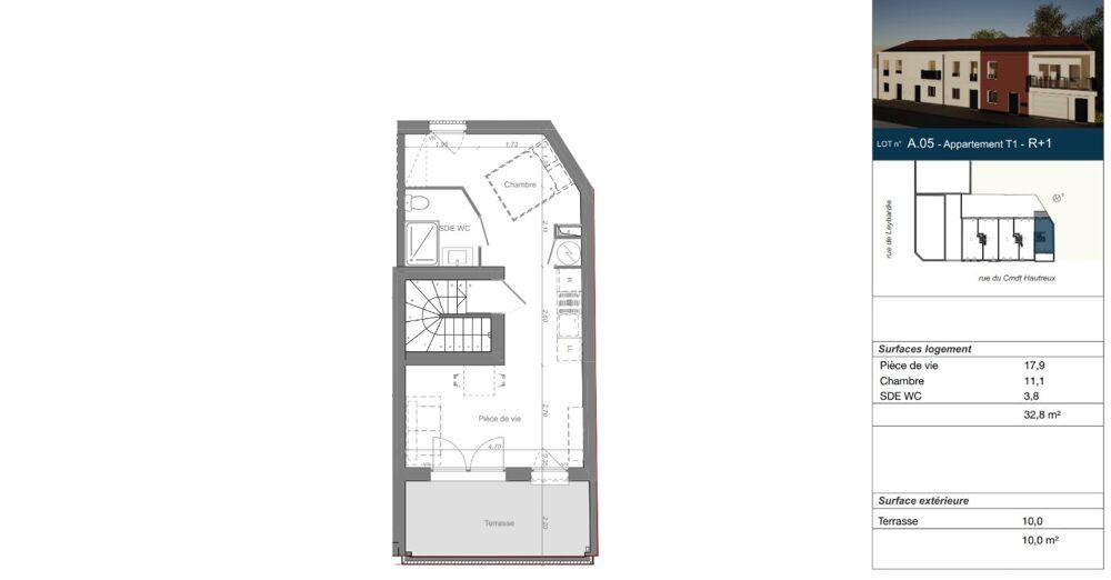 Vente Maison Appartement T1 – 32,8 m² avec terrasse de 10 m² Bordeaux