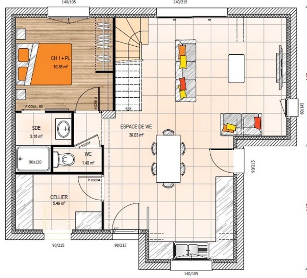 MAISON À CONSTRUIRE DE 105 M² PROCHE D'ANGERS, 5 PIÈCES<....