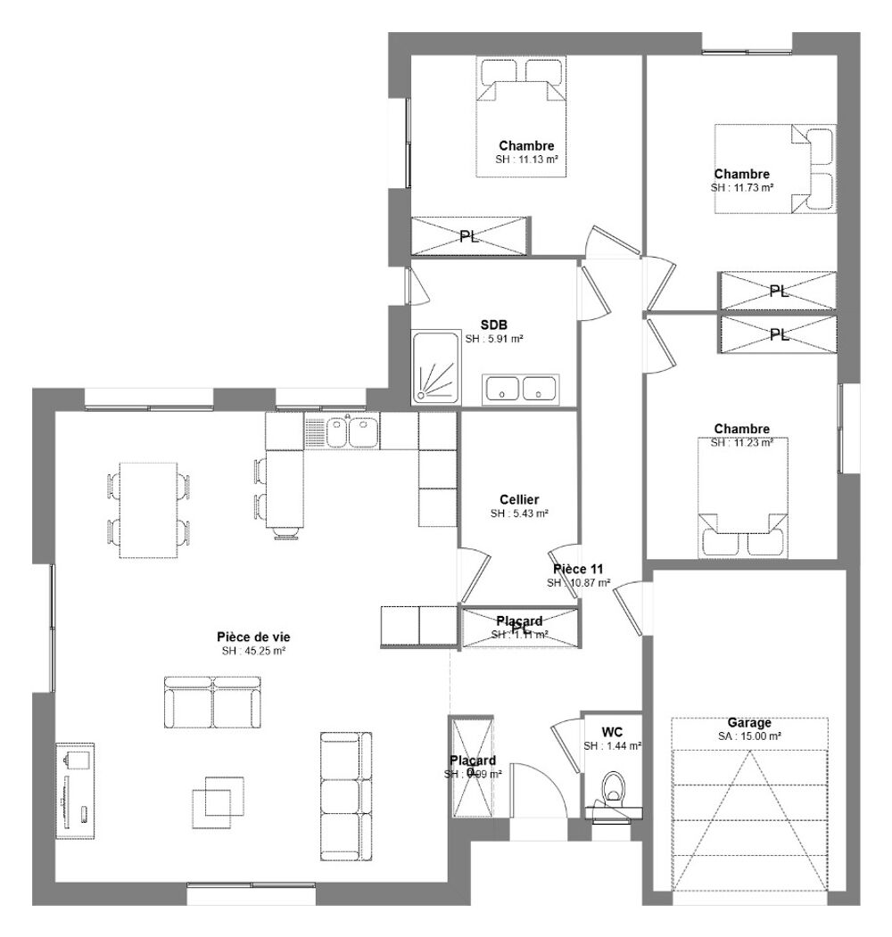 vente Maison - 4 pièce(s) - 104 m² Charentilly (37390)