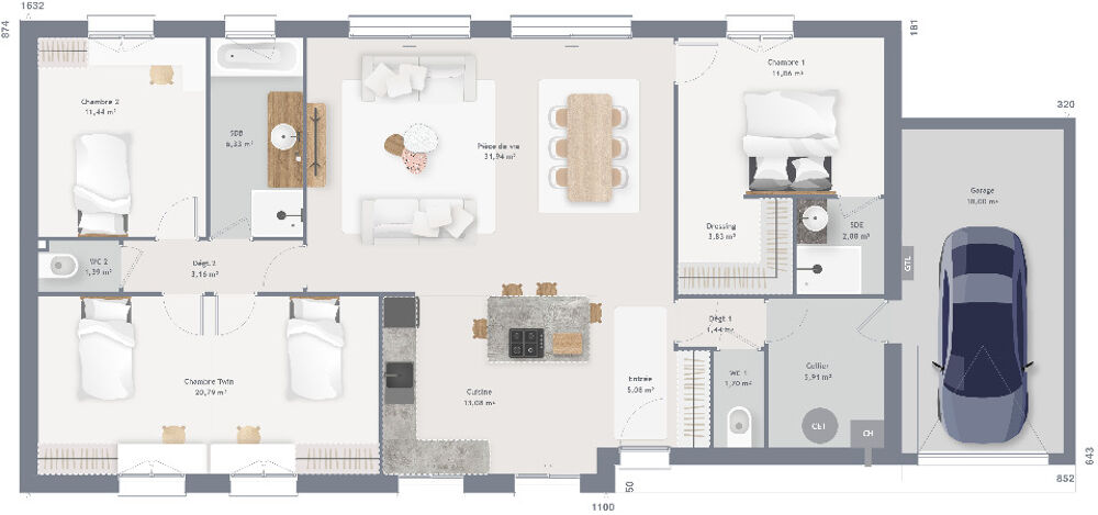 MAISON À CONSTRUIRE DE 120 M² À NEMOURS, 5 PIÈCES. <....