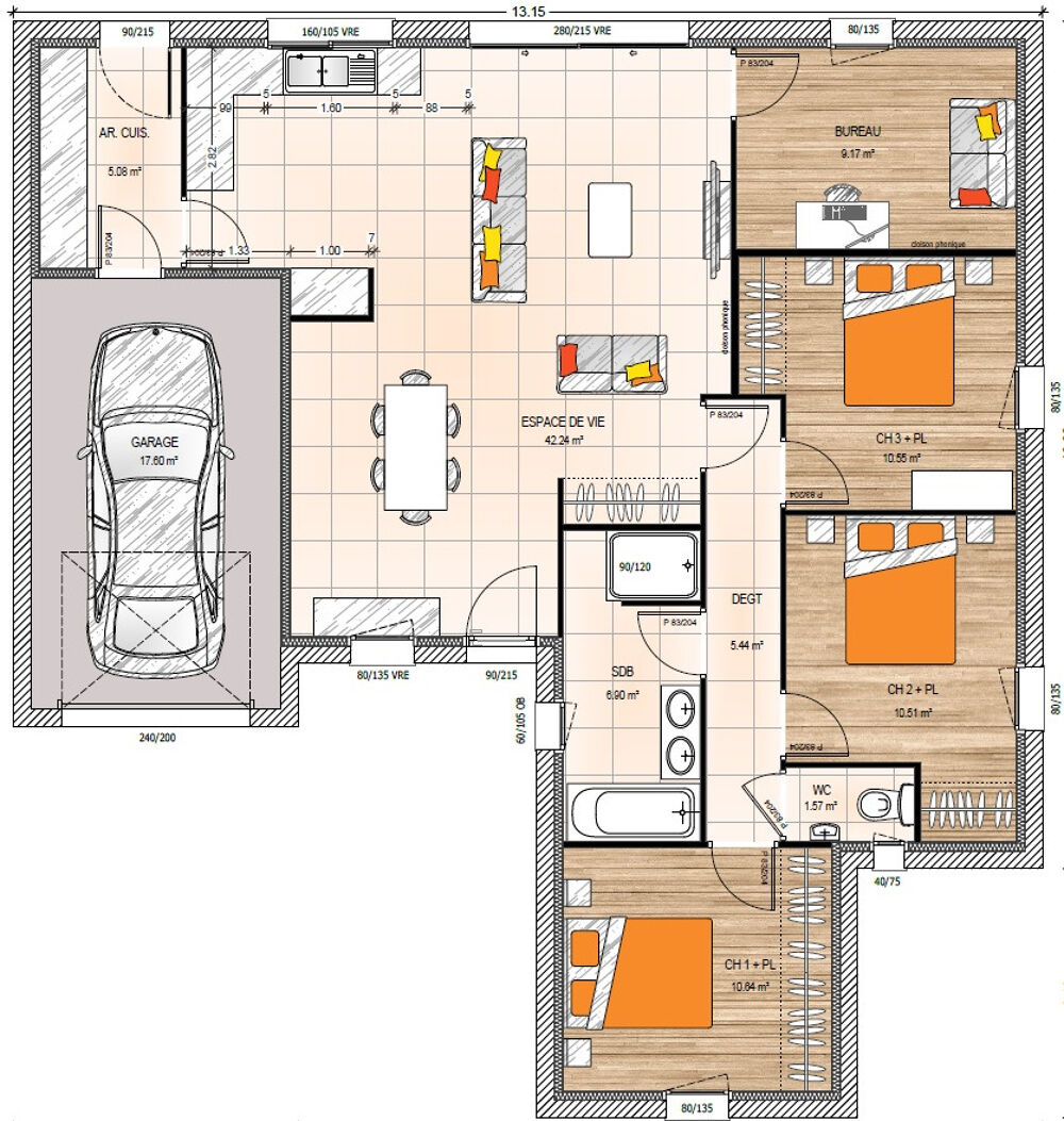 vente Maison - 5 pièce(s) - 100 m² Rablay-sur-Layon (49750)