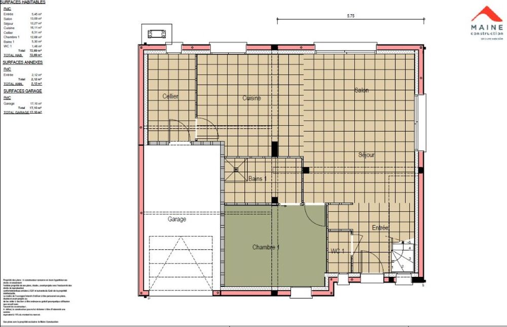 vente Maison - 5 pi�ce(s) - 113 m� Teloch� (72220)