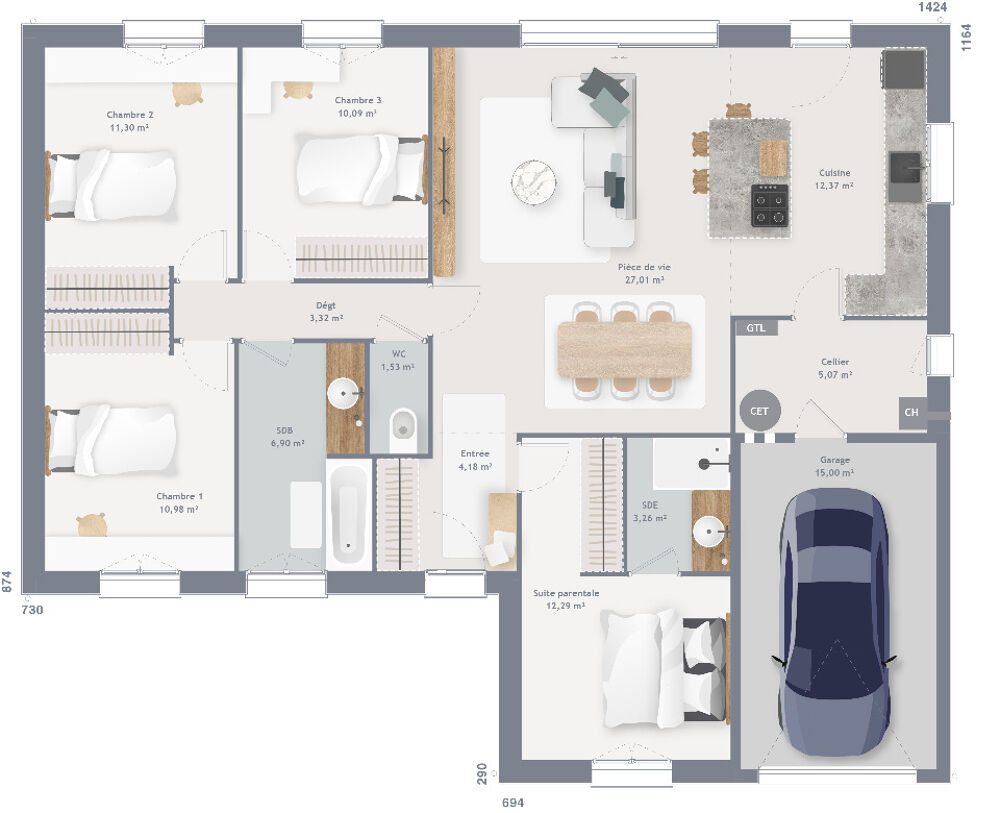 vente Maison - 6 pice(s) - 105 m Pierres (28130)