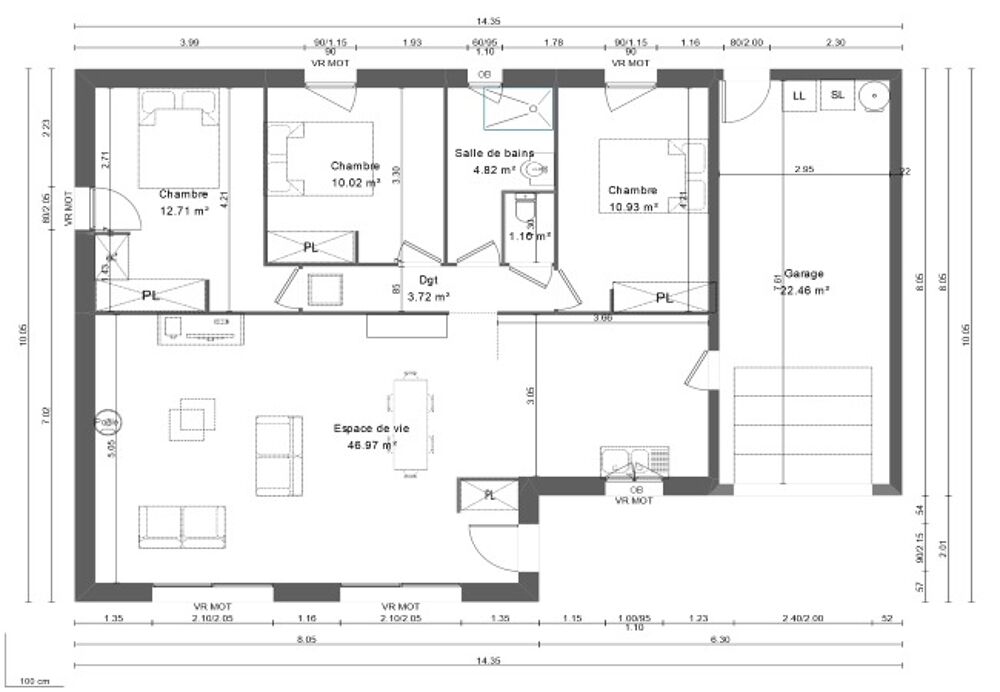 vente Maison - 5 pièce(s) - 100 m² Formigny (14710)