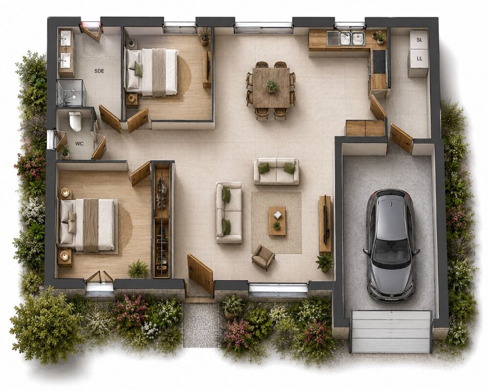 MAISON À CONSTRUIRE DE 71 M² PROCHE DE TOURS, 3 PIÈCES<B....
