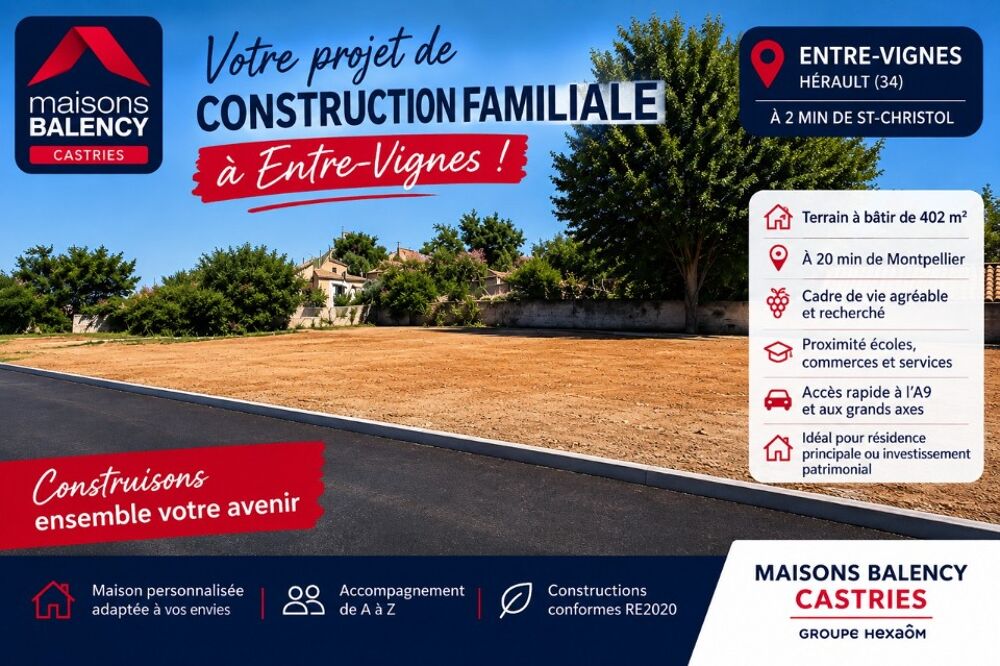 vente Terrain - 402 m² Saint-Mathieu-de-Tréviers (34270)