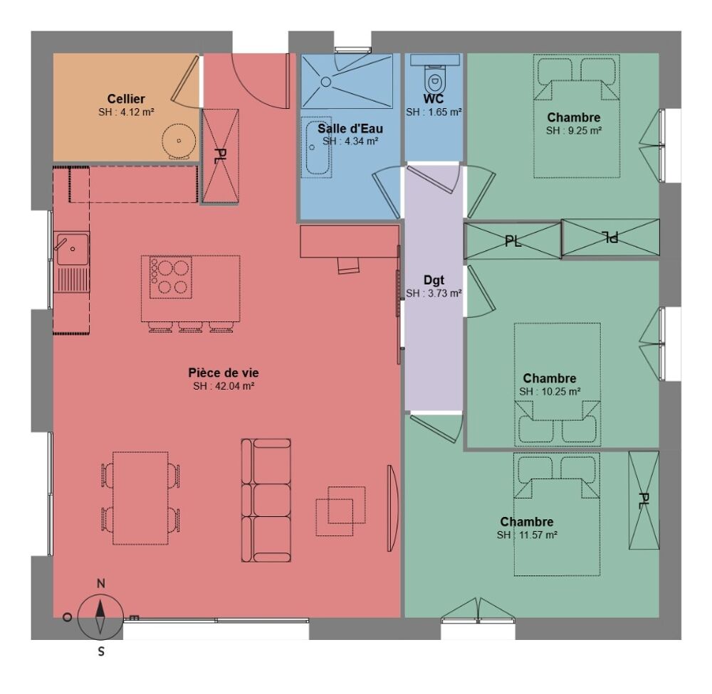 MAISON À CONSTRUIRE DE 88 M² DANS UN EMPLACEMENT PRIVILÉ....