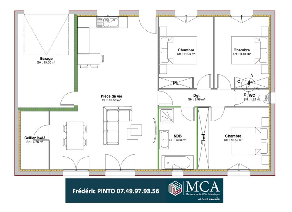 vente Maison - 4 pièce(s) - 90 m² Bretagne-de-Marsan (40280)