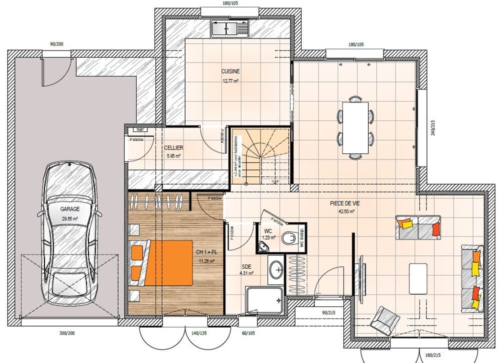MAISON À CONSTRUIRE DE 134 M² PROCHE D'ANGERS, 5 PIÈCES<....