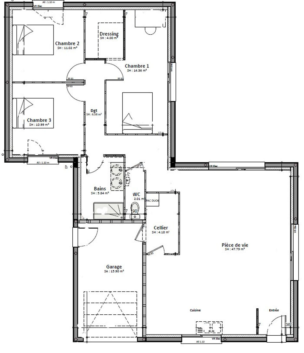 vente Maison - 5 pièce(s) - 106 m² Parigné-l'Évêque (72250)