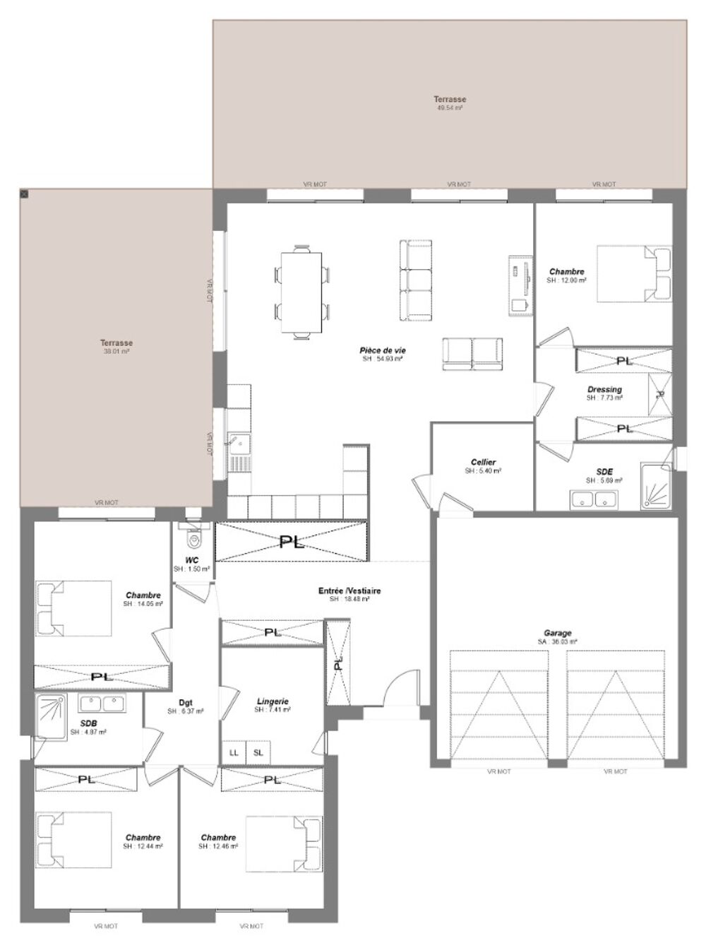Découvrez cette superbe maison de plain-pied de 163 m², ....