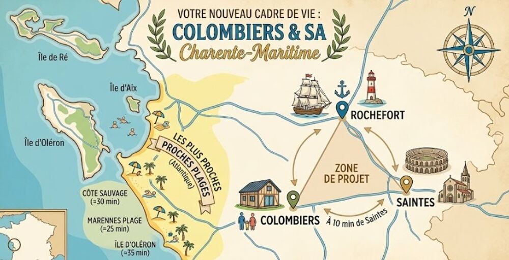 vente Terrain - 1032 m² Colombiers (17460)