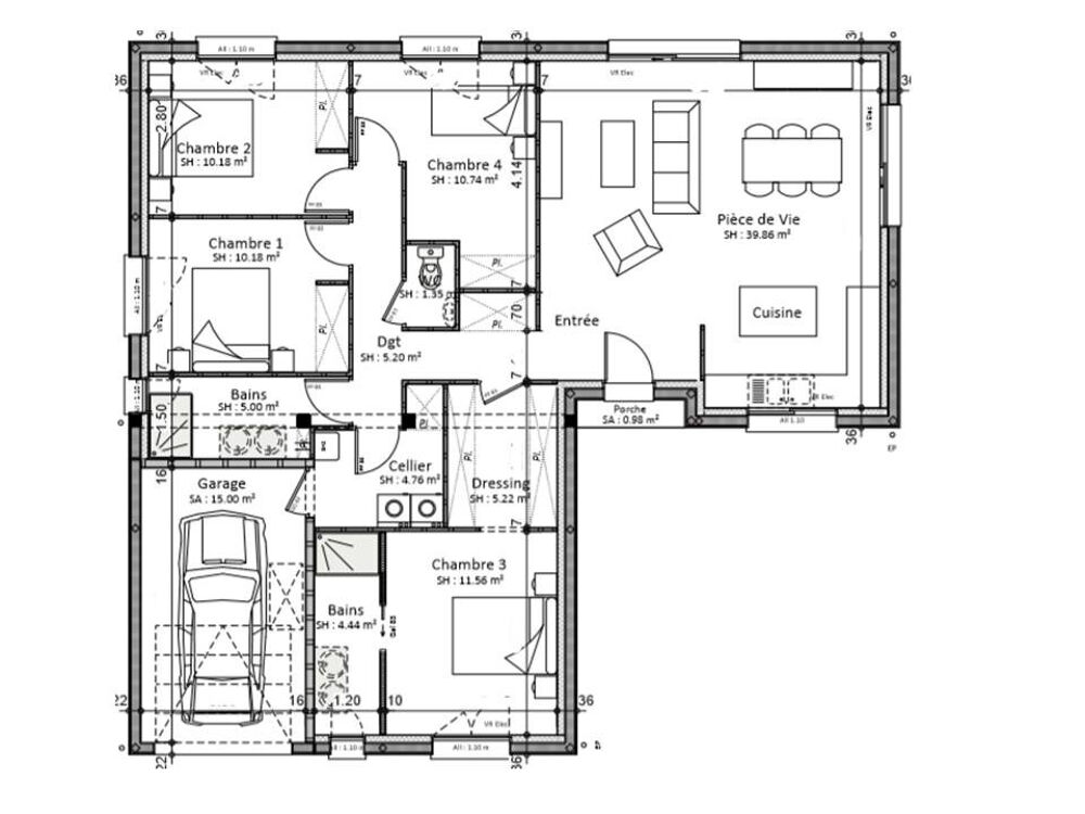 MAISON À CONSTRUIRE DE 108 M² PROCHE DE LE MANS, 6 PIÈCE....