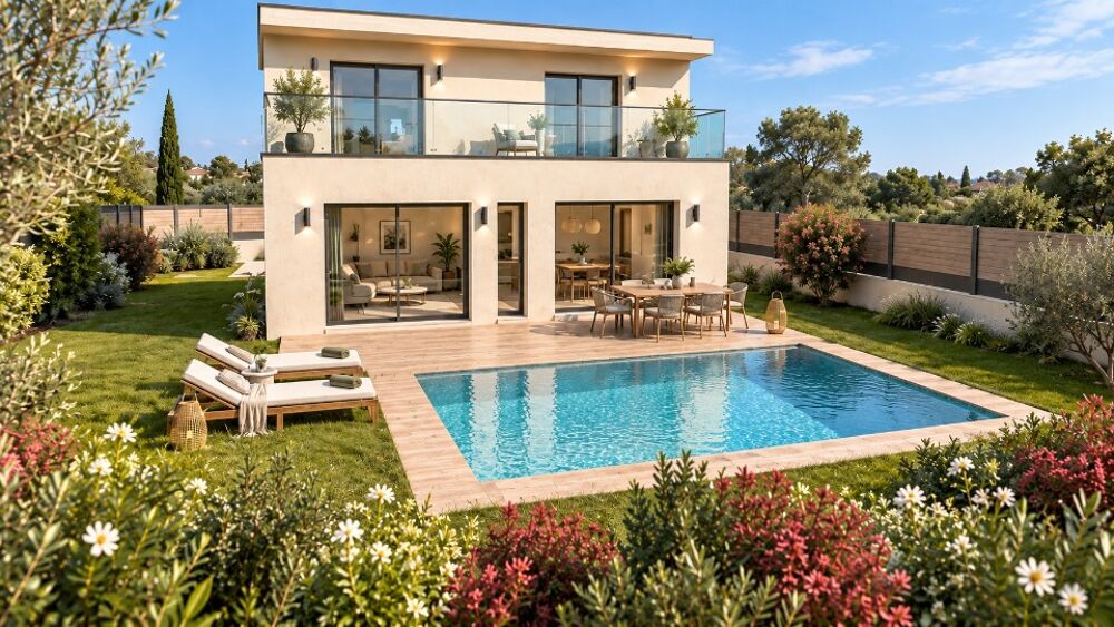 Maison contemporaine - Hauteurs de Mandelieu, vue mer<BR....