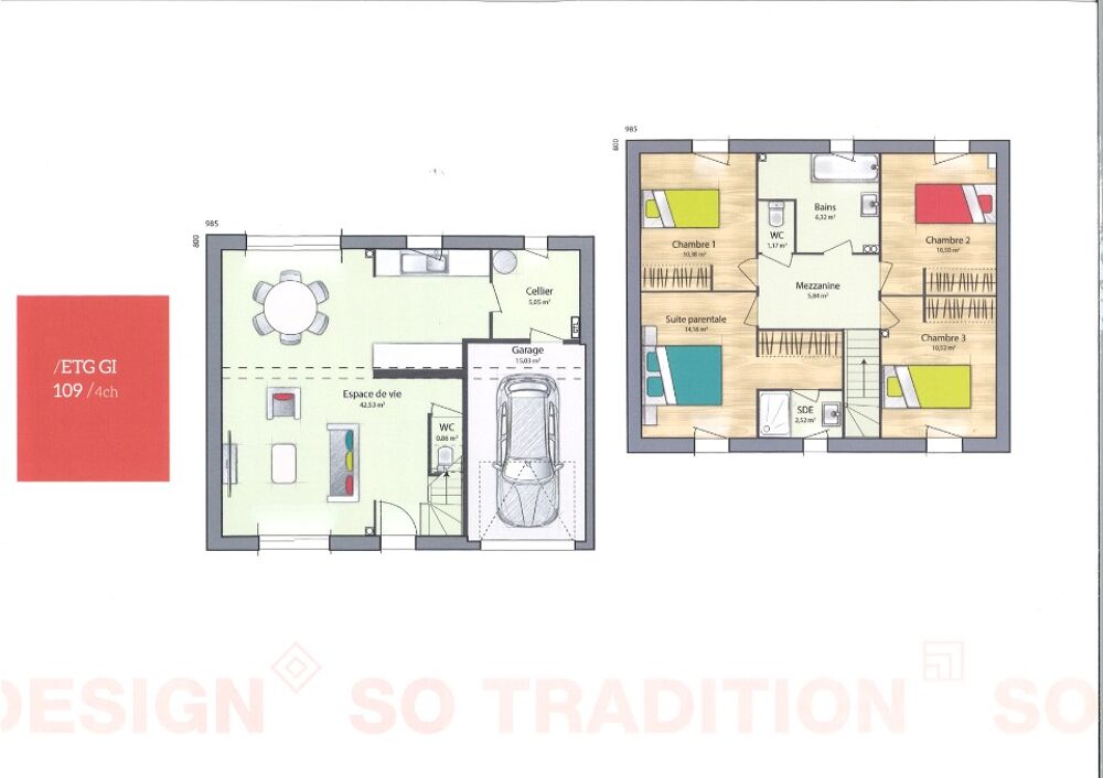 🏡 PECQUEUSE - Terrain + maison 109 m² - 124 m² u....