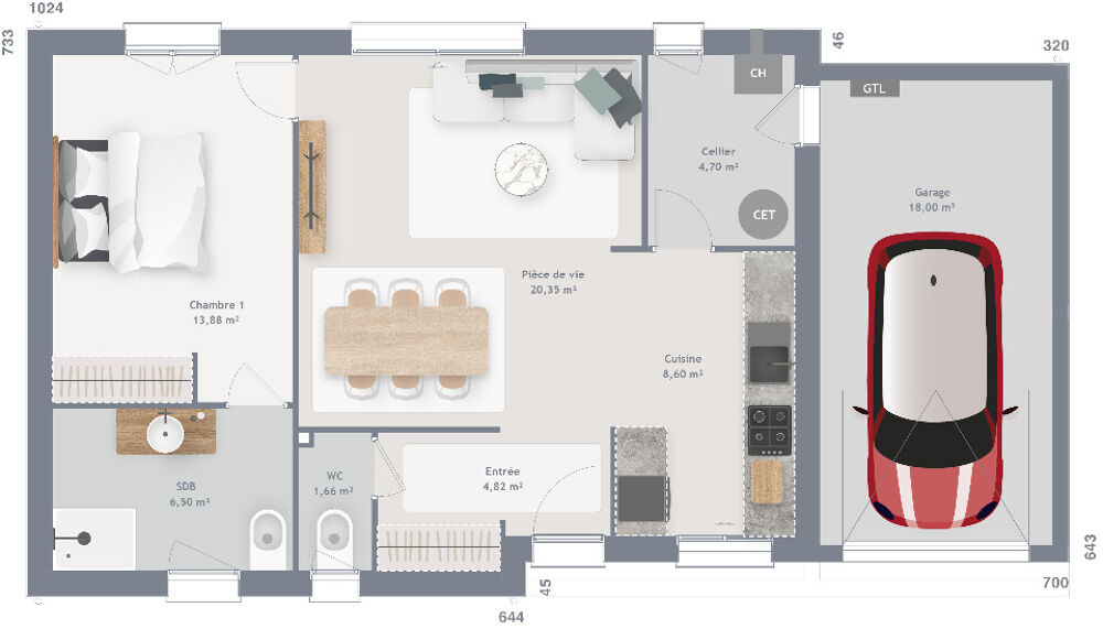 MAISON À CONSTRUIRE DE 60 M² IDÉALEMENT SITUÉE À MOULT, ....