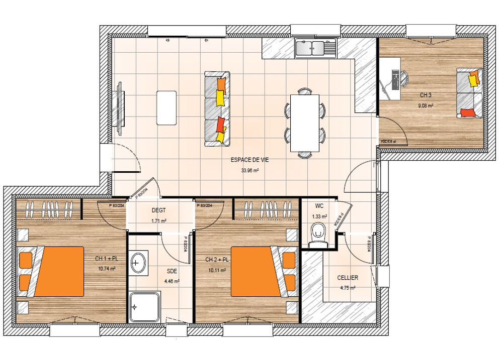 vente Maison - 4 pièce(s) - 70 m² Villedieu-la-Blouère (49450)