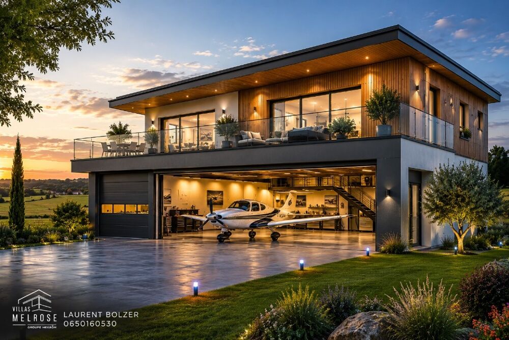 VILLA CONTEMPORAINE AVEC HANGAR AÉRONAUTIQUE PRIVÉ <....