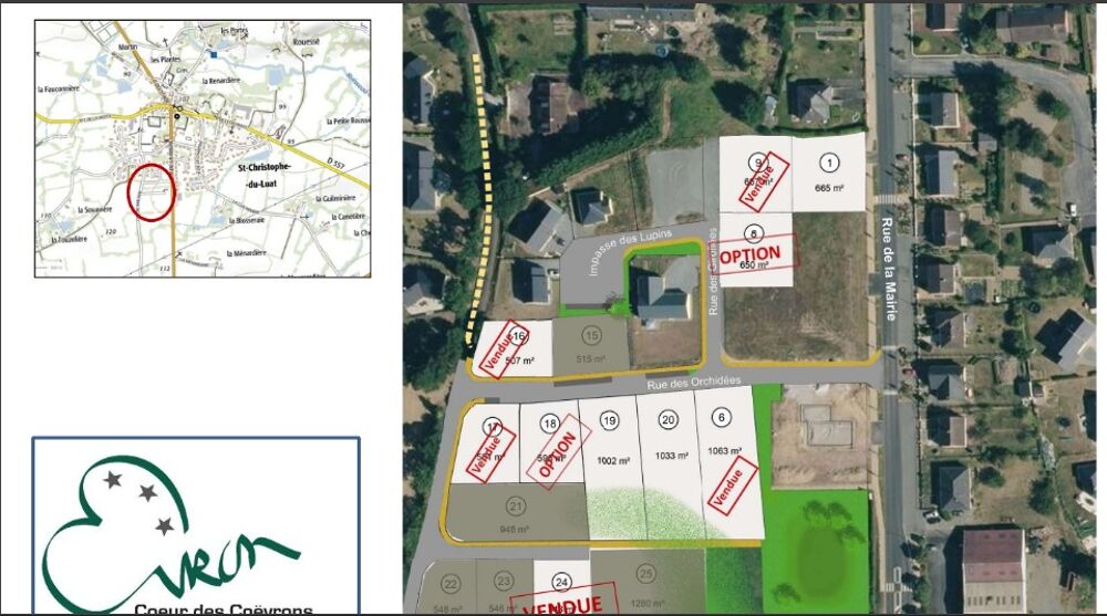 vente Terrain - 665 m² Saint-Christophe-du-Luat (53150)