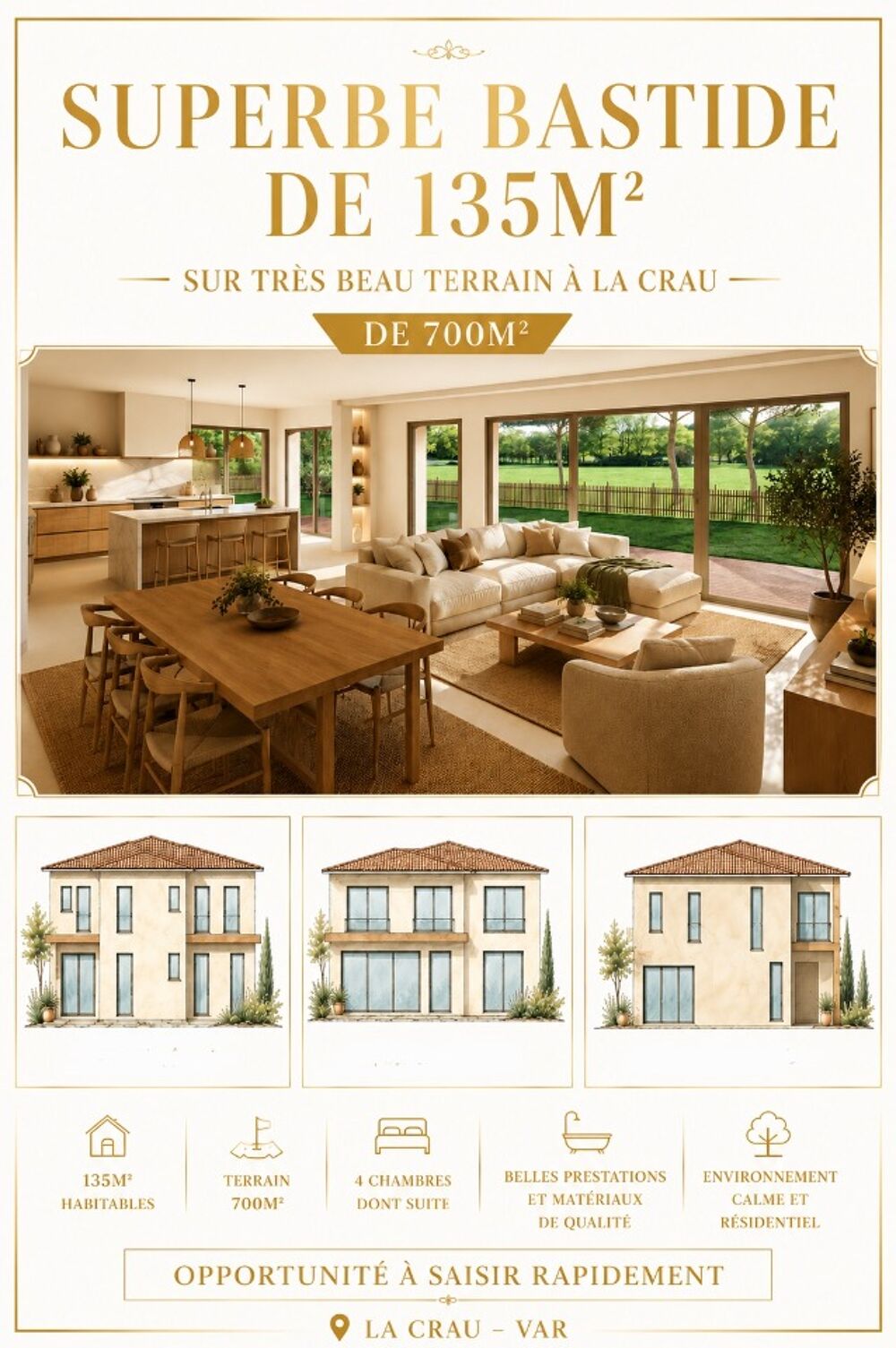 vente Maison - 5 pièce(s) - 135 m² La Crau (83260)
