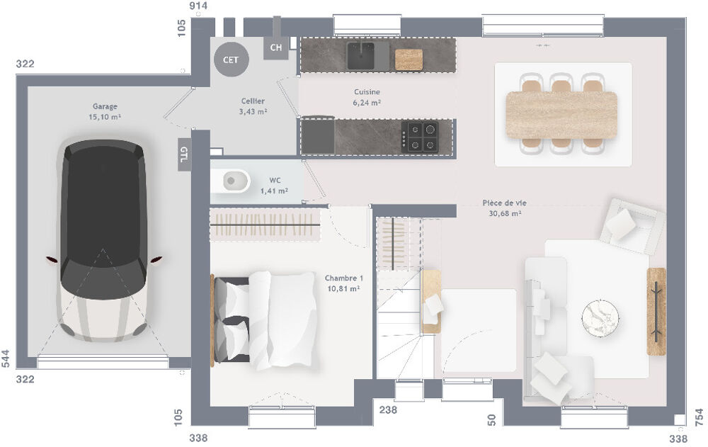 vente Maison - 6 pièce(s) - 100 m² Le Châtelet-en-Brie (77820)