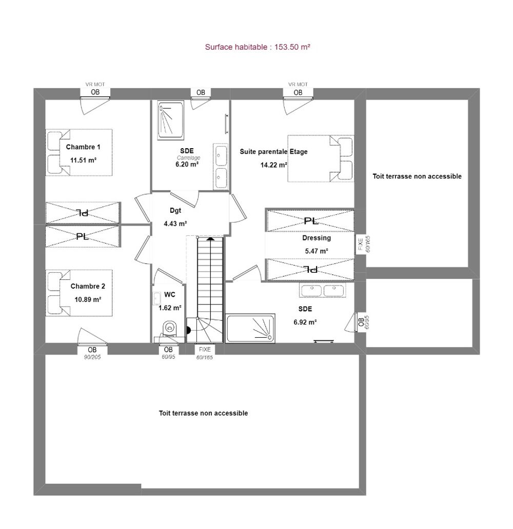 Cette maison à construire est un mélange de toit à 4 pan....