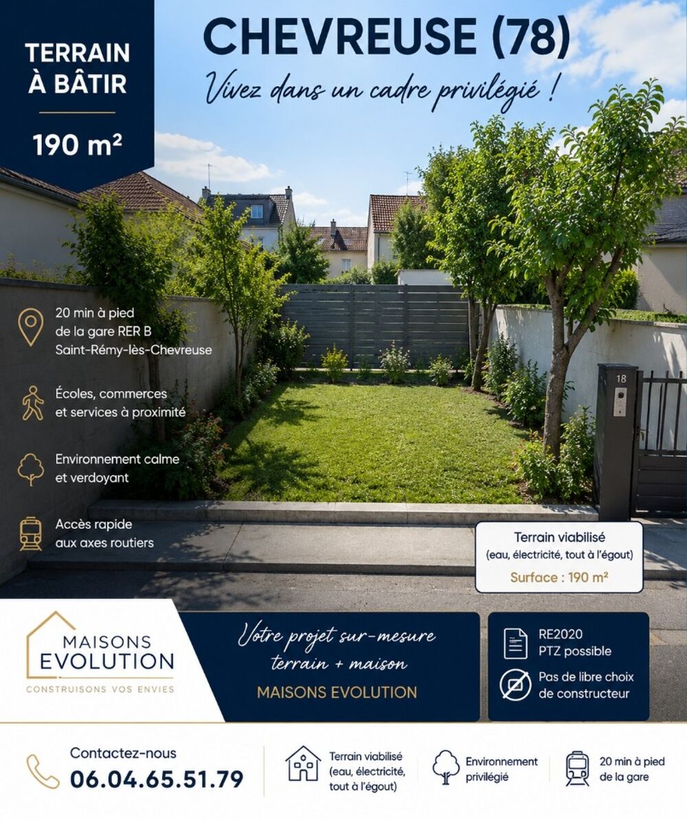 vente Terrain - 190 m² Chevreuse (78460)