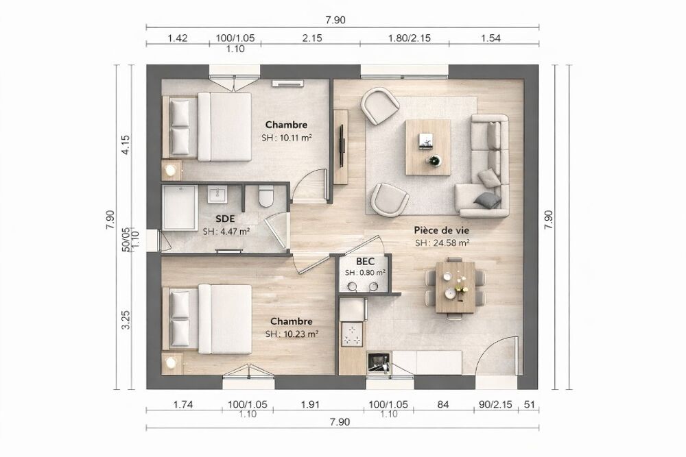 vente Maison - 4 pièce(s) - 50 m² Étréchy (18800)