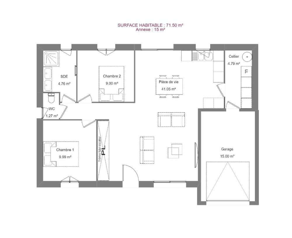 vente Maison - 4 pièce(s) - 72 m² Beaumont-la-Ronce (37360)