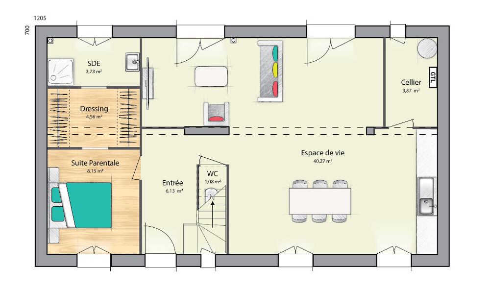 vente Maison - 6 pice(s) - 105 m Saint-Manvieu-Norrey (14740)