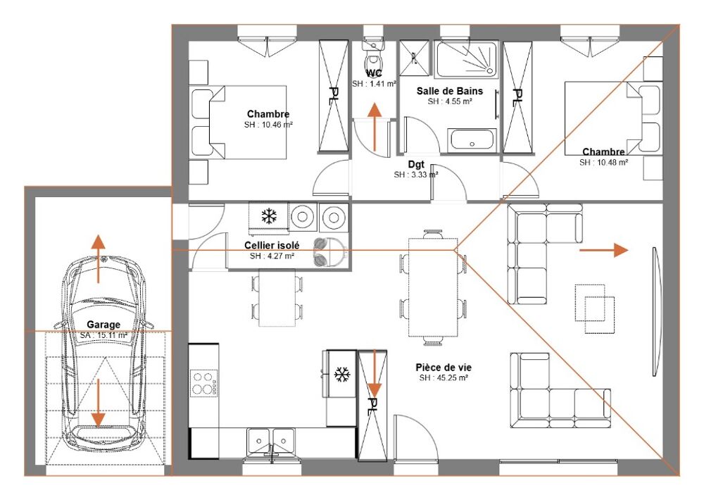 vente Maison - 3 pi�ce(s) - 80 m� Villes�quelande (11170)