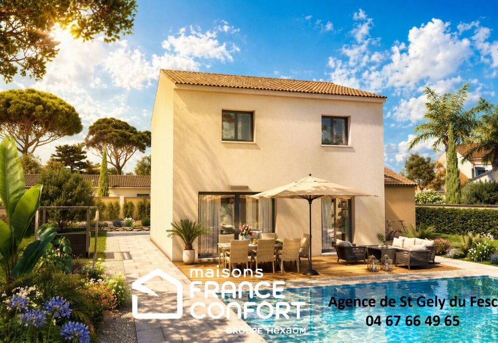 Maison OPEN de 98 m² implantée ici sur 300 m² de terrain....