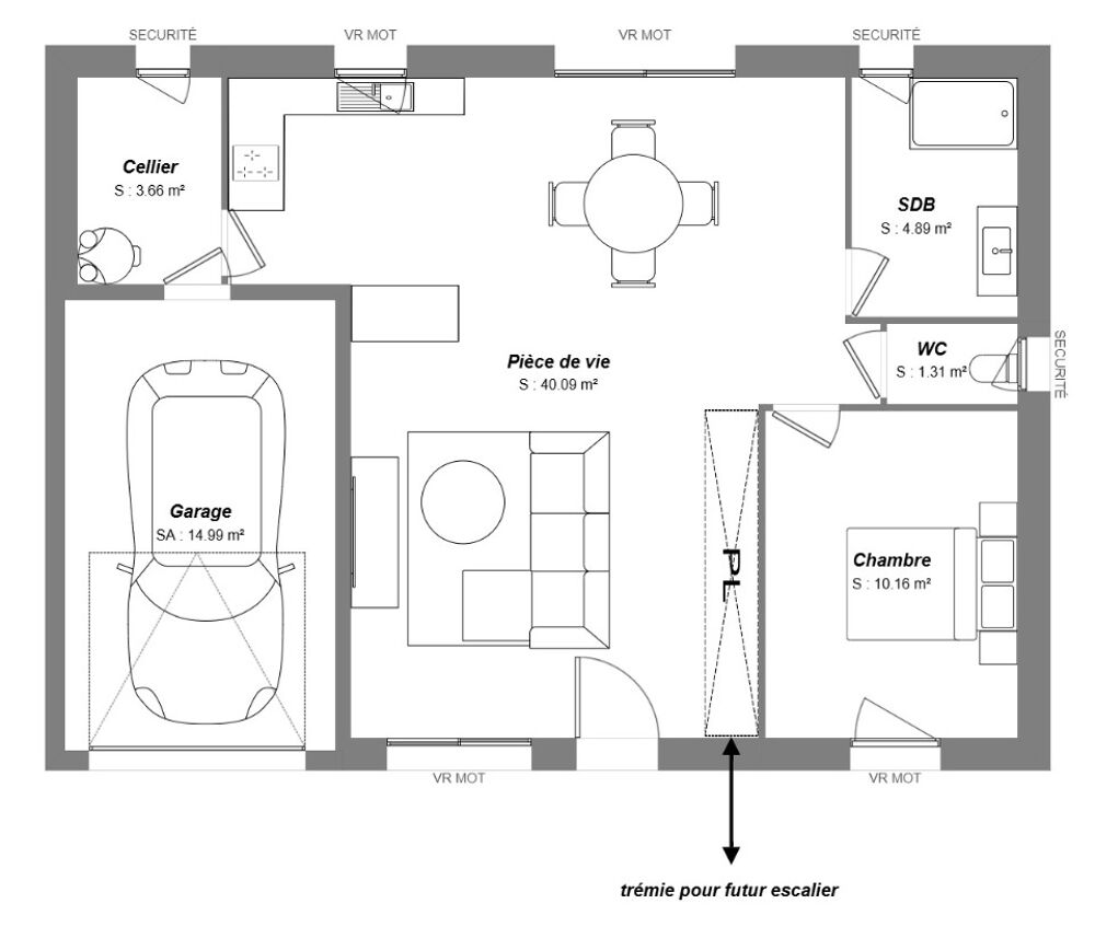 vente Maison - 3 pièce(s) - 60 m² Sainte-Maure-de-Touraine (37800)